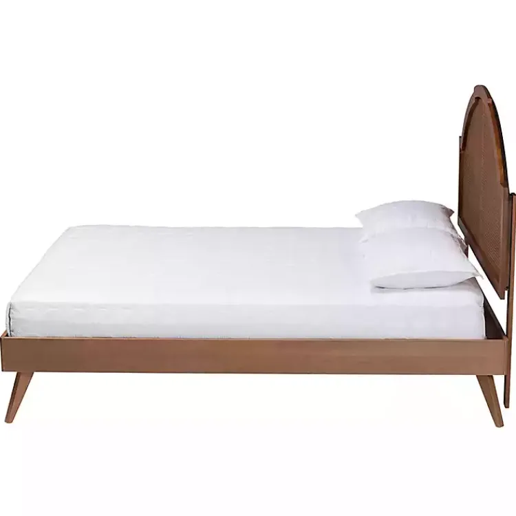Beds & Headboards-Kirklands Home Walnut Rattan Kelly Queen Platform Bed Brown