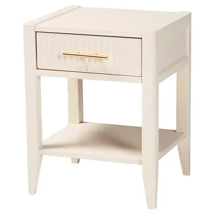 Dressers & Chests-Kirklands Home James Mid-Century 1-Drawer Nightstand Ivory