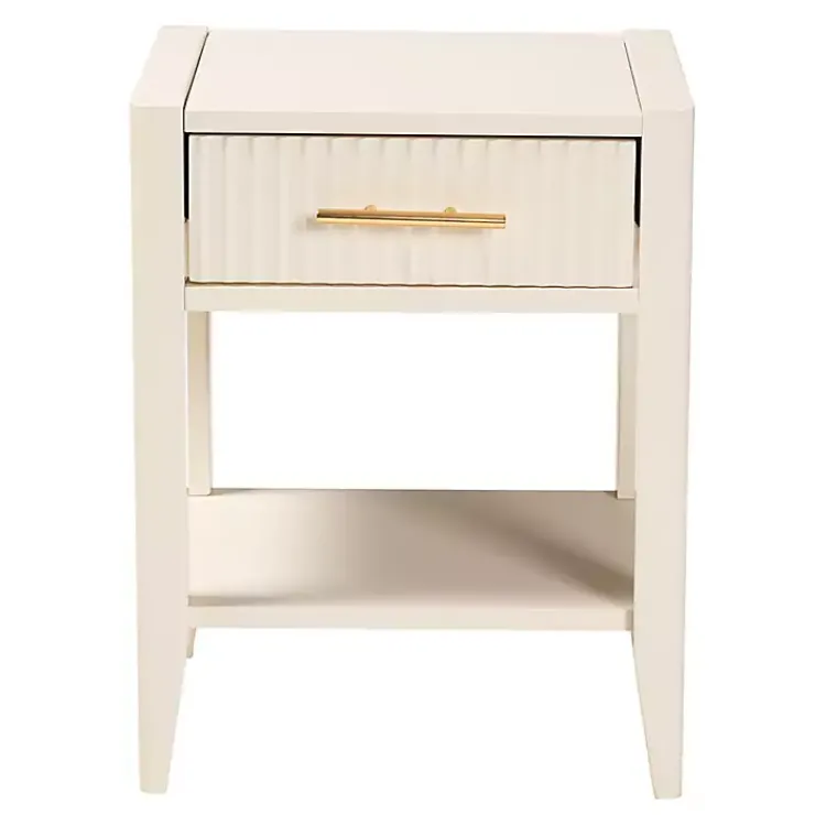 Dressers & Chests-Kirklands Home James Mid-Century 1-Drawer Nightstand Ivory