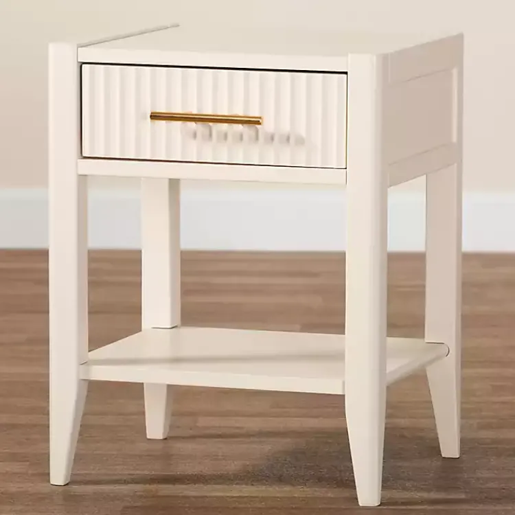 Dressers & Chests-Kirklands Home James Mid-Century 1-Drawer Nightstand Ivory