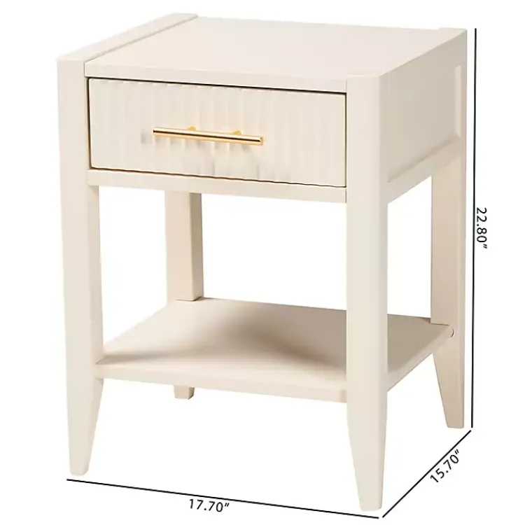 Dressers & Chests-Kirklands Home James Mid-Century 1-Drawer Nightstand Ivory