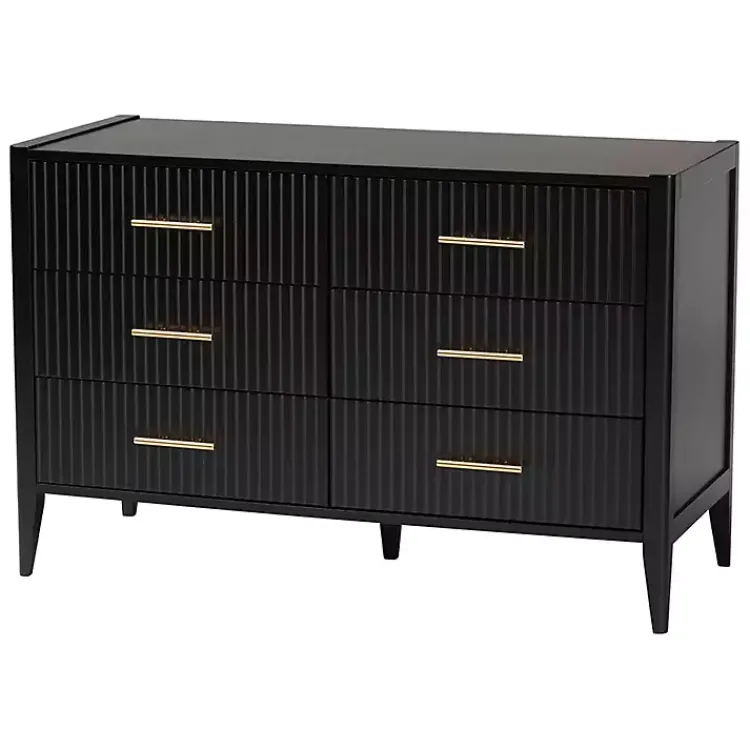 Cabinets & Sideboards-Kirklands Home James 6-Drawer Dresser Black