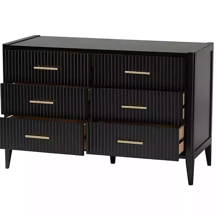 Cabinets & Sideboards-Kirklands Home James 6-Drawer Dresser Black