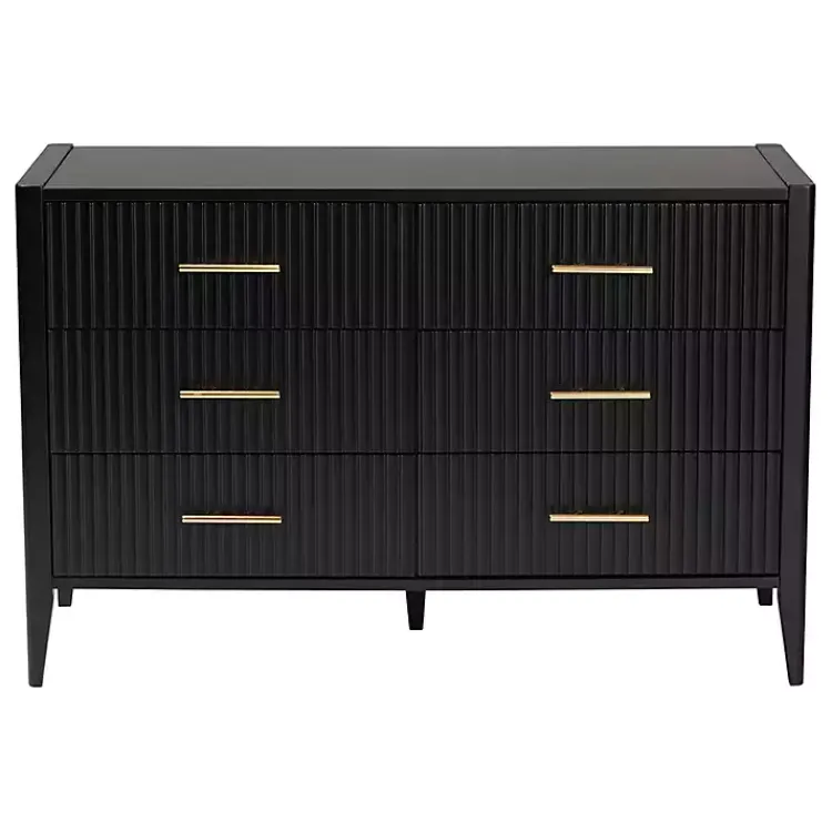 Cabinets & Sideboards-Kirklands Home James 6-Drawer Dresser Black
