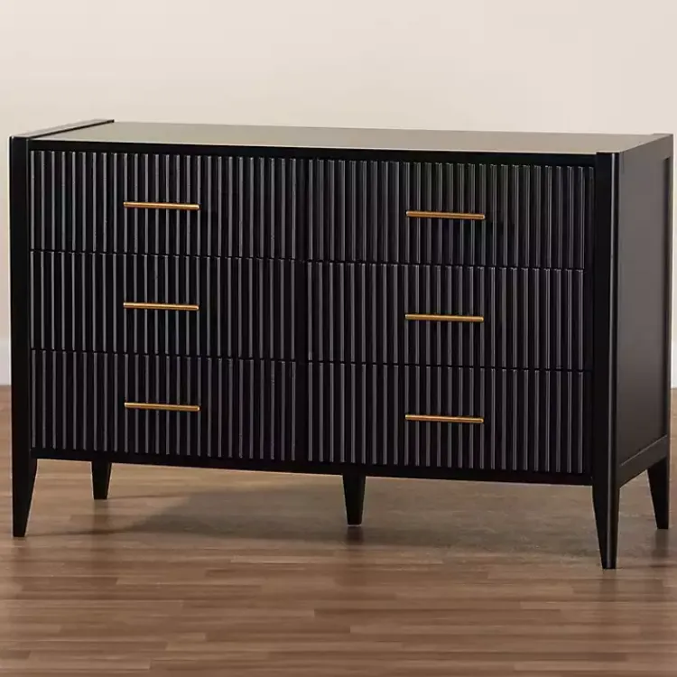 Cabinets & Sideboards-Kirklands Home James 6-Drawer Dresser Black