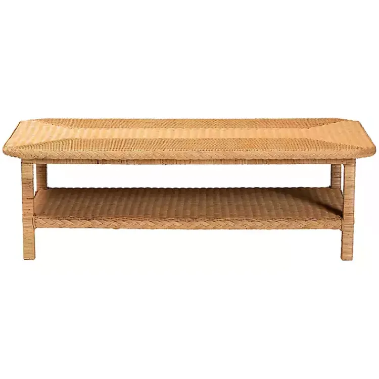 Coffee Tables-Kirklands Home Bohemian Braided Rat Coffee Table Tan