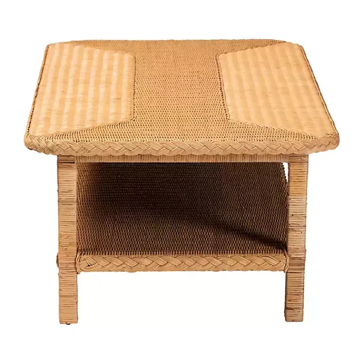 Coffee Tables-Kirklands Home Bohemian Braided Rat Coffee Table Tan