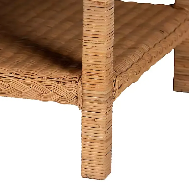 Coffee Tables-Kirklands Home Bohemian Braided Rat Coffee Table Tan