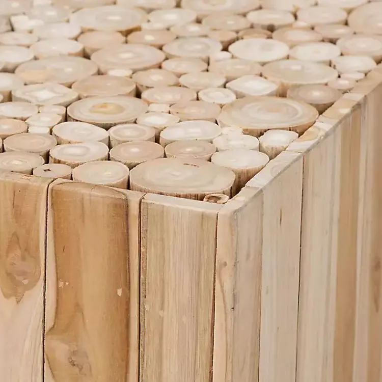 Coffee Tables-Kirklands Home Repurposed Wood Logs Recgle Coffee Table Tan