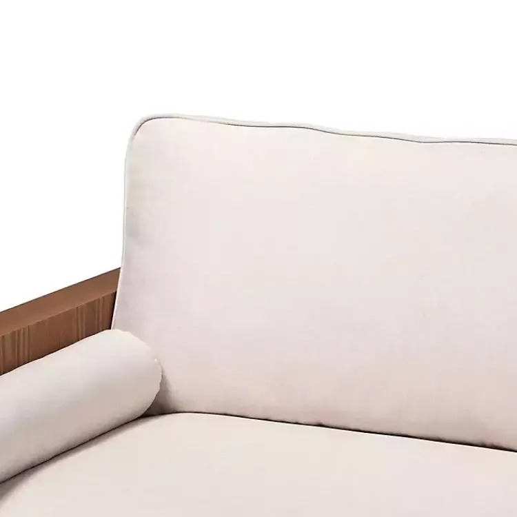 Sofas & Loveseats-Kirklands Home Beige Upholstered Harley Walnut Sofa Tan