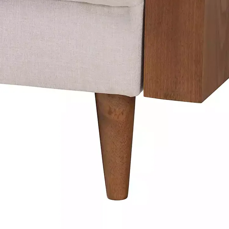 Sofas & Loveseats-Kirklands Home Beige Upholstered Harley Walnut Sofa Tan