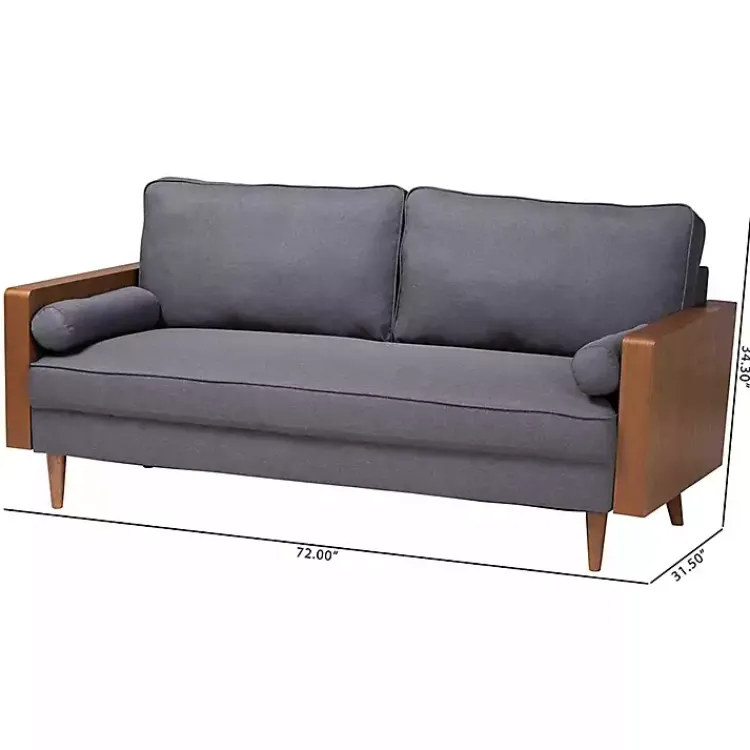 Sofas & Loveseats-Kirklands Home Upholstered Harley Walnut Sofa Gray