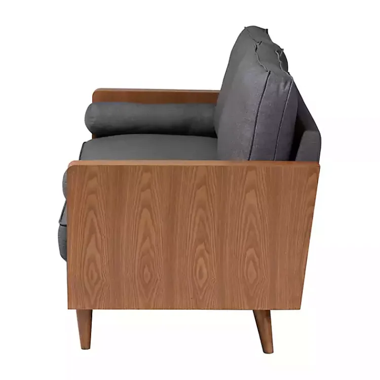 Sofas & Loveseats-Kirklands Home Upholstered Harley Walnut Sofa Gray