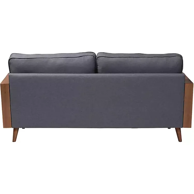 Sofas & Loveseats-Kirklands Home Upholstered Harley Walnut Sofa Gray