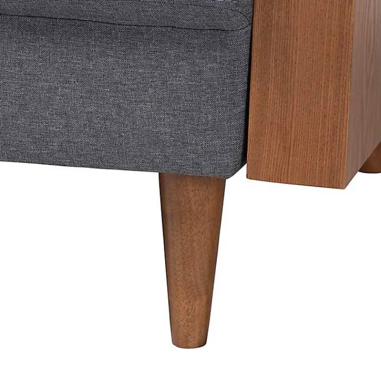 Sofas & Loveseats-Kirklands Home Upholstered Harley Walnut Sofa Gray