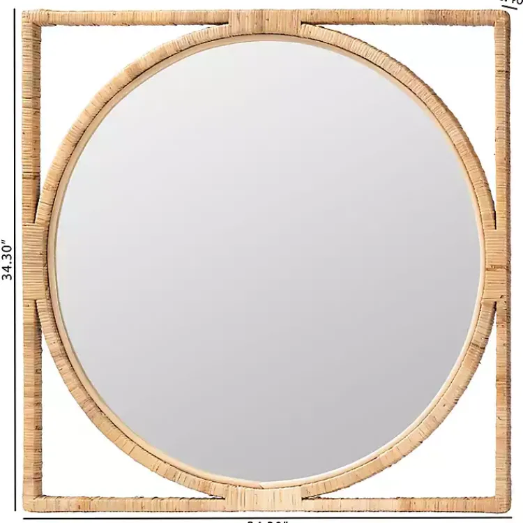 Decorative Mirrors-Kirklands Home Bayan Natural Rattan Wall Mirror