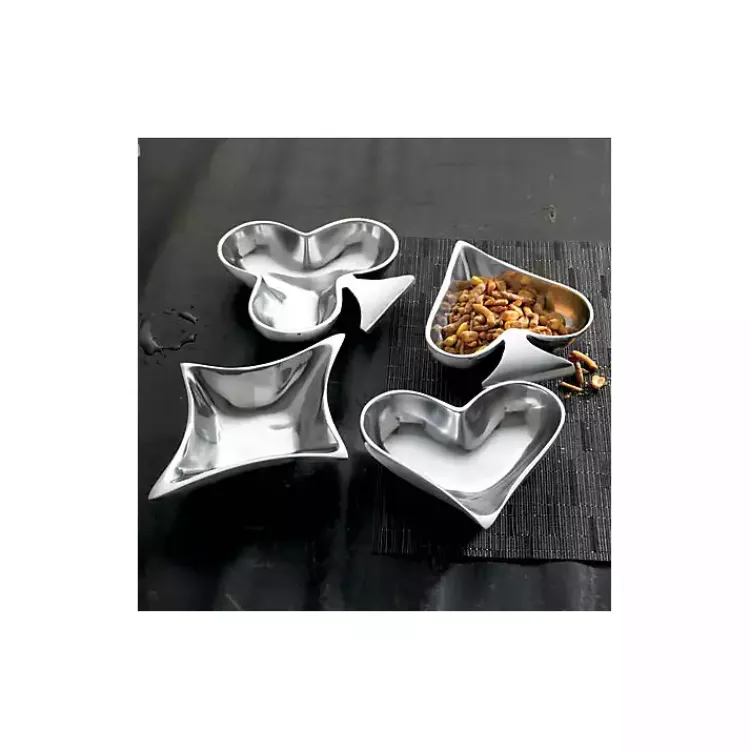 Serving & Entertaining-Kirklands Home Aluminum Card Icon Bowls, Set of 4 Silver