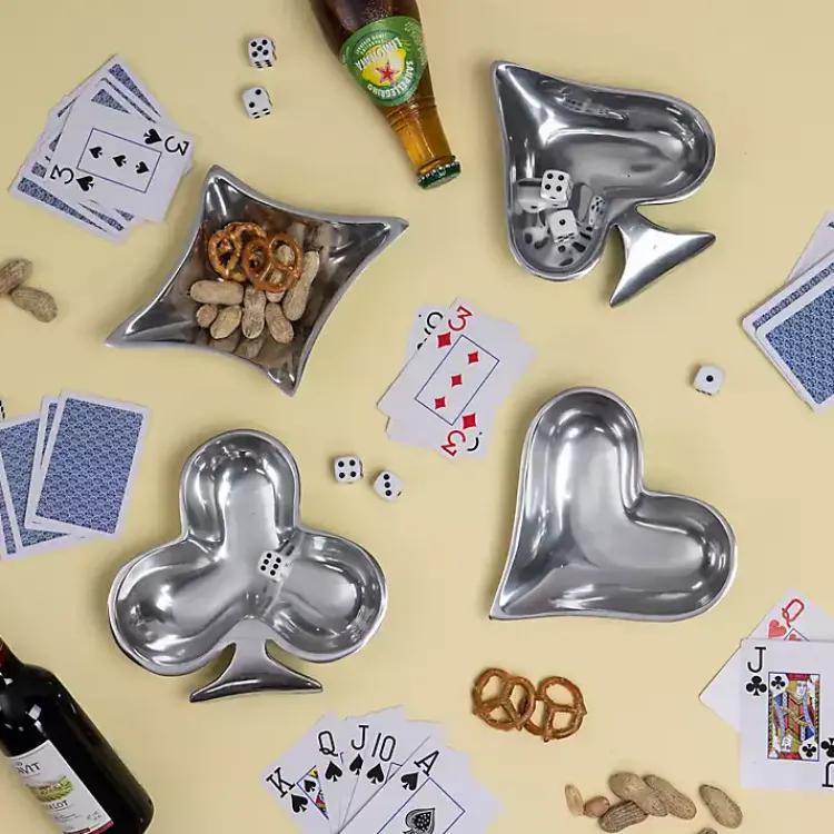 Serving & Entertaining-Kirklands Home Aluminum Card Icon Bowls, Set of 4 Silver