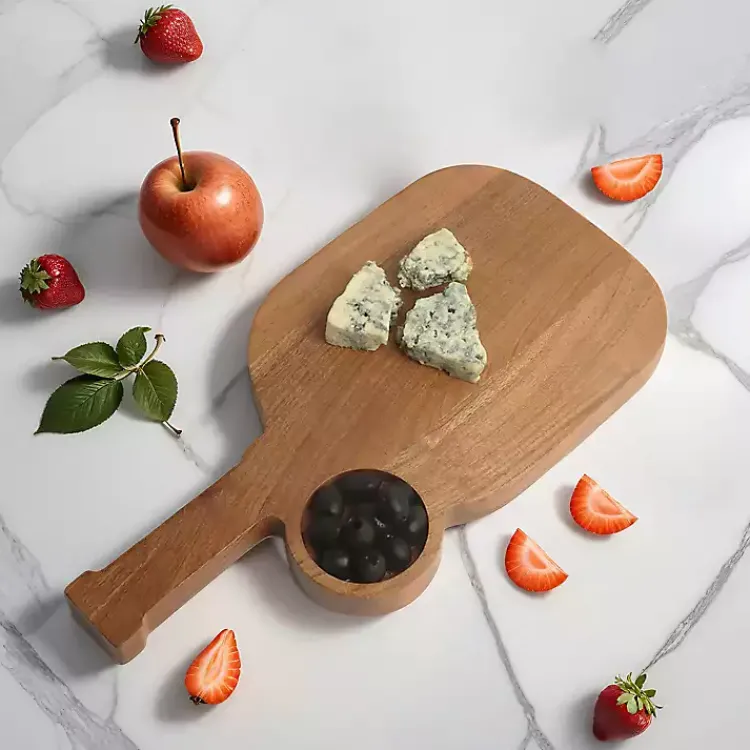 Serving & Entertaining-Kirklands Home Pickleball Shaped Acacia Wood Serving Board