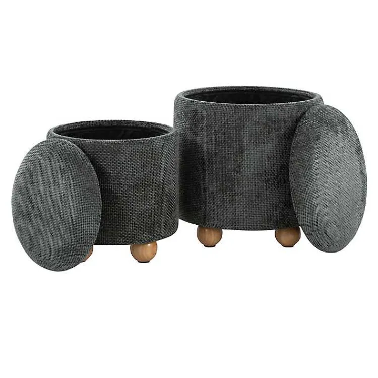 Benches & Ottomans-Kirklands Home Bacci Nesting Ottomans, Set of 2 Green