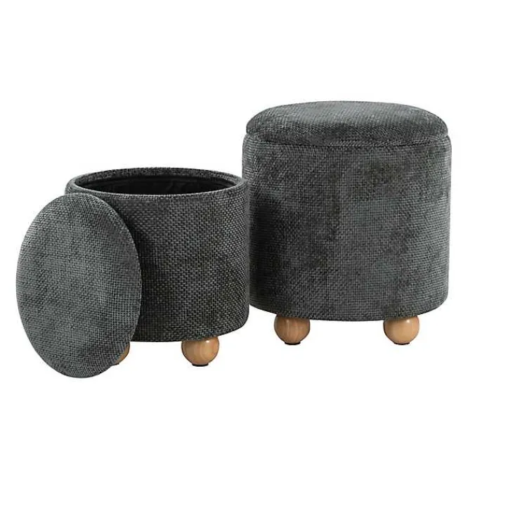 Benches & Ottomans-Kirklands Home Bacci Nesting Ottomans, Set of 2 Green
