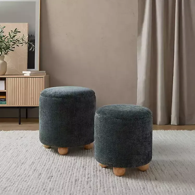 Benches & Ottomans-Kirklands Home Bacci Nesting Ottomans, Set of 2 Green