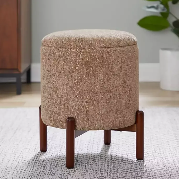 Benches & Ottomans-Kirklands Home Daniella Storage Ottoman Tan