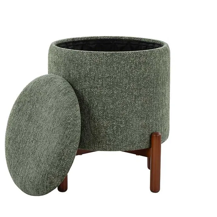 Benches & Ottomans-Kirklands Home Daniella Storage Ottoman Green
