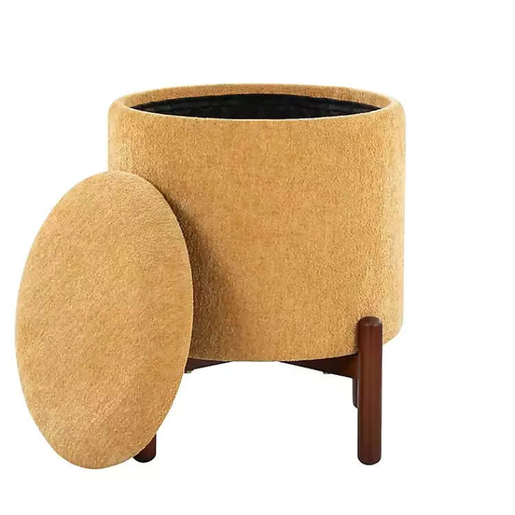 Benches & Ottomans-Kirklands Home Daniella Storage Ottoman Yellow