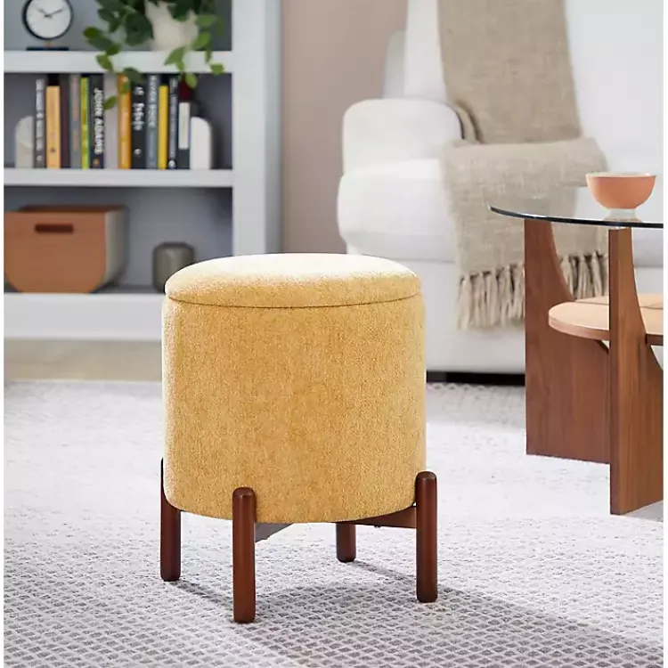 Benches & Ottomans-Kirklands Home Daniella Storage Ottoman Yellow