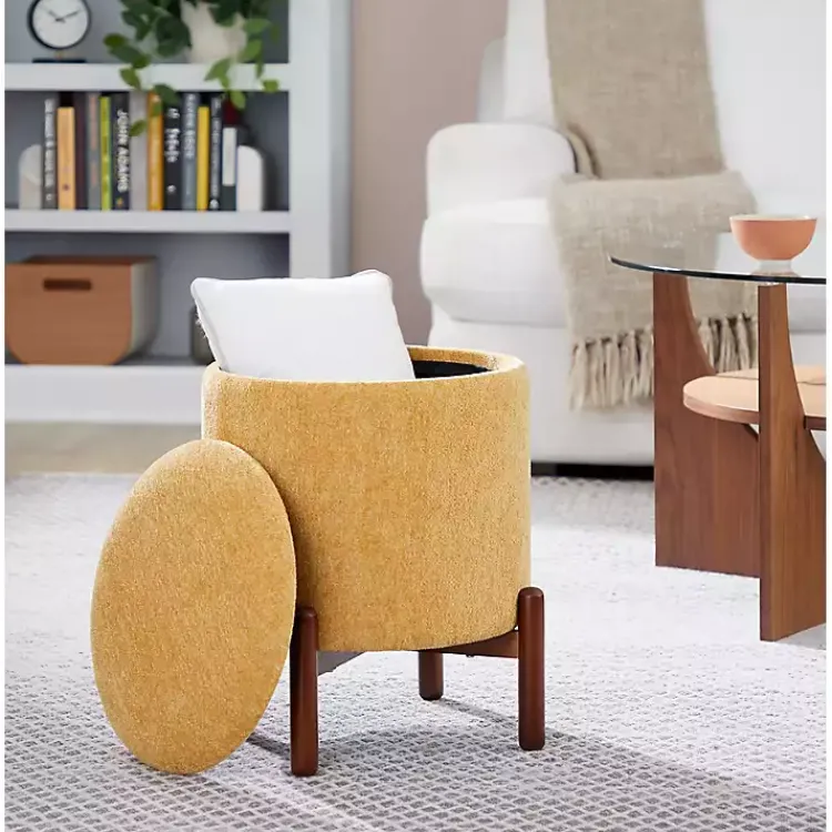 Benches & Ottomans-Kirklands Home Daniella Storage Ottoman Yellow