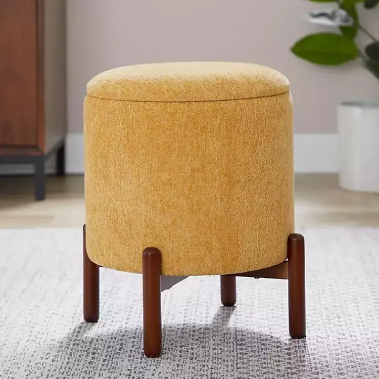 Benches & Ottomans-Kirklands Home Daniella Storage Ottoman Yellow