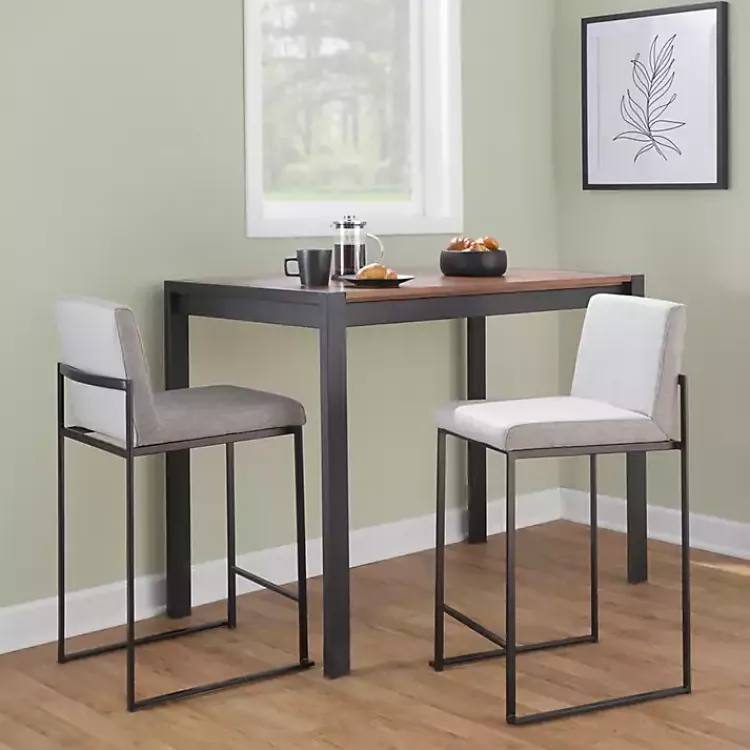 Bar Stools & Counter Height Stools-Kirklands Home Fiji Upholstered Counter Stools, Set of 3 Gray