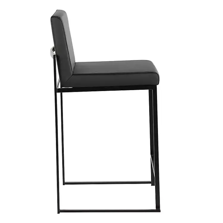 Bar Stools & Counter Height Stools-Kirklands Home Fiji Faux Leather Counter Stools, Set of 3 Black