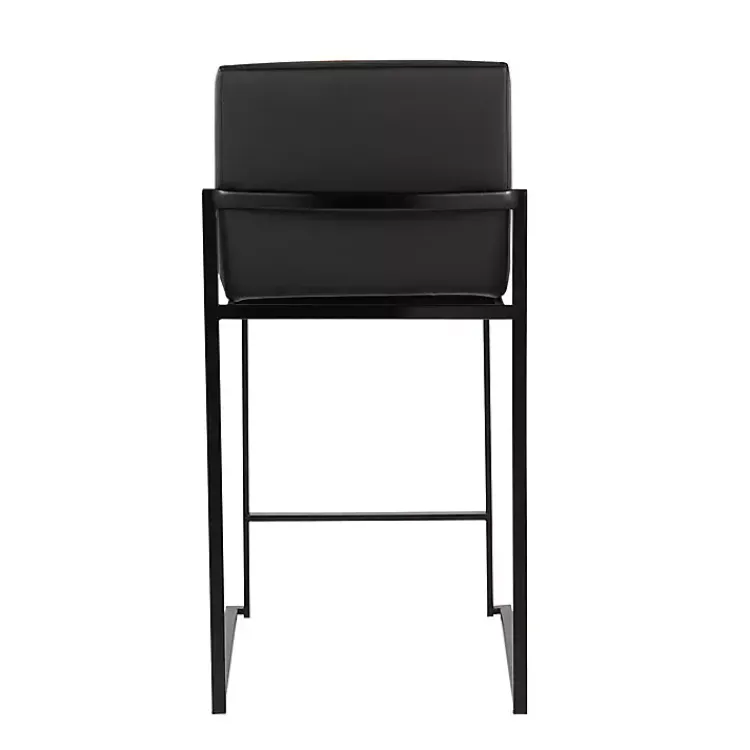 Bar Stools & Counter Height Stools-Kirklands Home Fiji Faux Leather Counter Stools, Set of 3 Black