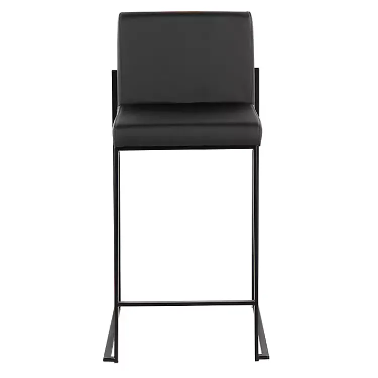 Bar Stools & Counter Height Stools-Kirklands Home Fiji Faux Leather Counter Stools, Set of 3 Black