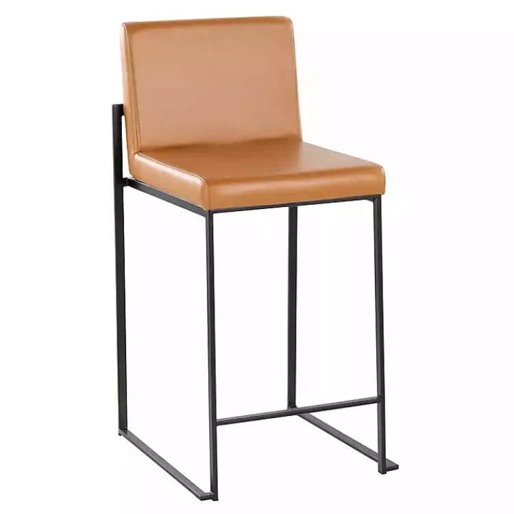 Bar Stools & Counter Height Stools-Kirklands Home Fiji Camel Faux Leather Counter Stools, Set of 2 Tan