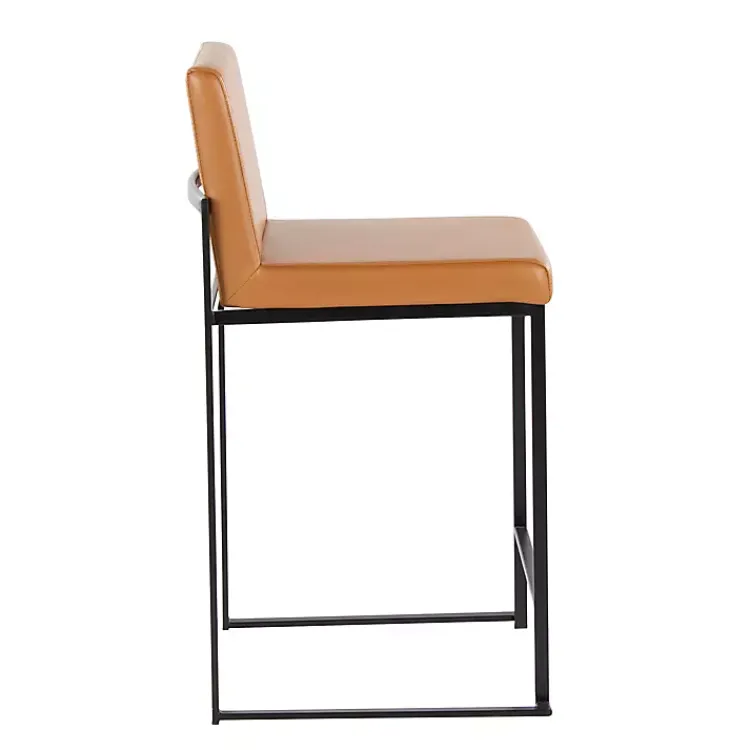 Bar Stools & Counter Height Stools-Kirklands Home Fiji Camel Faux Leather Counter Stools, Set of 2 Tan