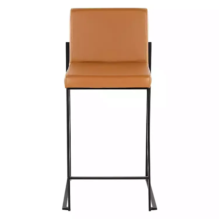 Bar Stools & Counter Height Stools-Kirklands Home Fiji Camel Faux Leather Counter Stools, Set of 2 Tan