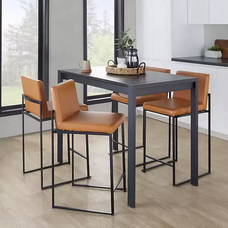 Bar Stools & Counter Height Stools-Kirklands Home Fiji Camel Faux Leather Counter Stools, Set of 2 Tan