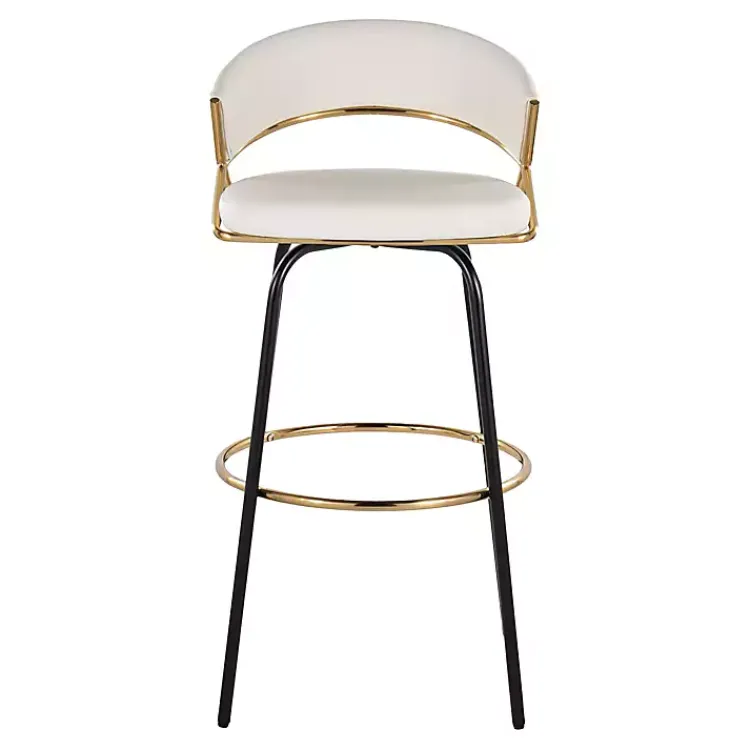 Bar Stools & Counter Height Stools-Kirklands Home Remy Swivel Bar Stools, Set of 2 White