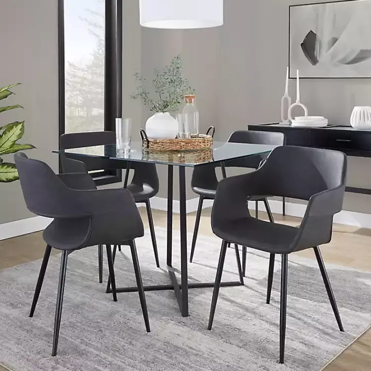 Dining Chairs-Kirklands Home Faux Leather Marge Dining Chairs, Set of 2 Gray