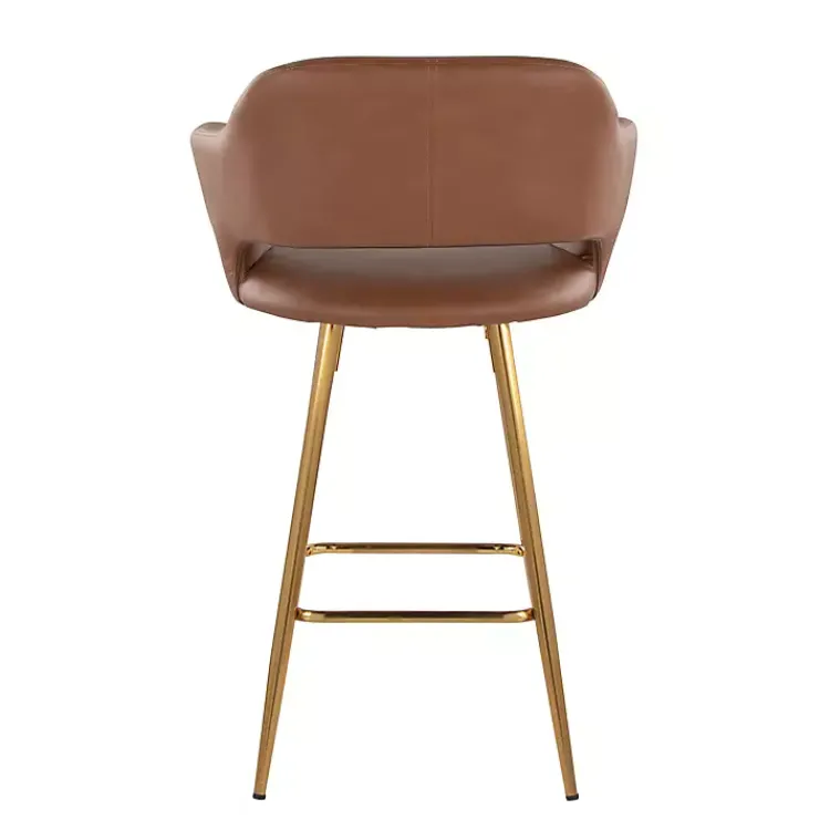 Bar Stools & Counter Height Stools-Kirklands Home Faux Leather Marge Counter Stools, Set of 2 Brown
