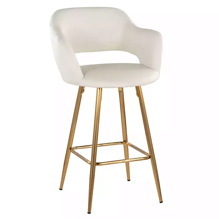 Bar Stools & Counter Height Stools-Kirklands Home Faux Leather Marge Counter Stools, Set of 2 Ivory