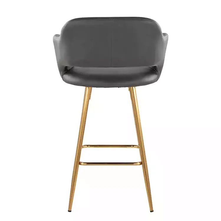 Bar Stools & Counter Height Stools-Kirklands Home Faux Leather Marge Counter Stools, Set of 2 Gray