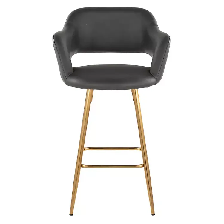 Bar Stools & Counter Height Stools-Kirklands Home Faux Leather Marge Counter Stools, Set of 2 Gray