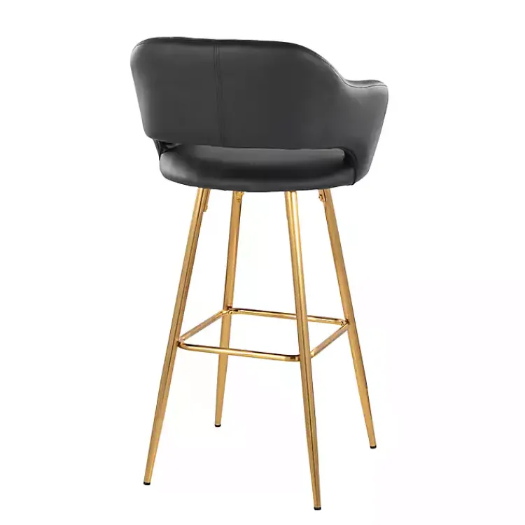 Bar Stools & Counter Height Stools-Kirklands Home Faux Leather Marge Bar Stools, Set of 2 Black
