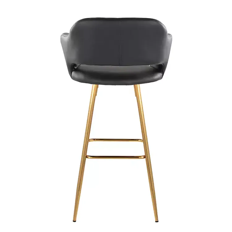 Bar Stools & Counter Height Stools-Kirklands Home Faux Leather Marge Bar Stools, Set of 2 Black