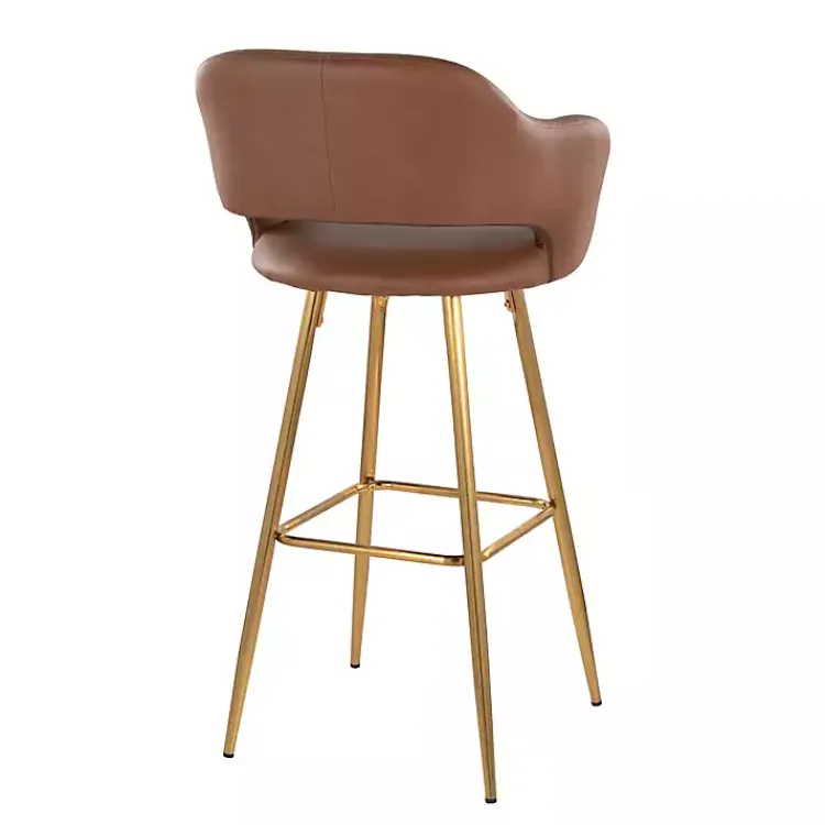 Bar Stools & Counter Height Stools-Kirklands Home Faux Leather Marge Bar Stools, Set of 2 Brown