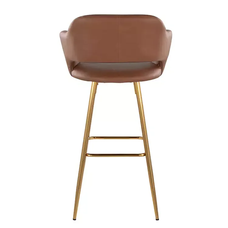 Bar Stools & Counter Height Stools-Kirklands Home Faux Leather Marge Bar Stools, Set of 2 Brown